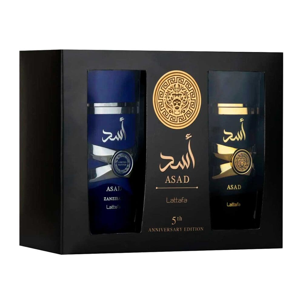 Set de hombre lattafa assad + asad azanaibar de 2 pzs agua de perfume