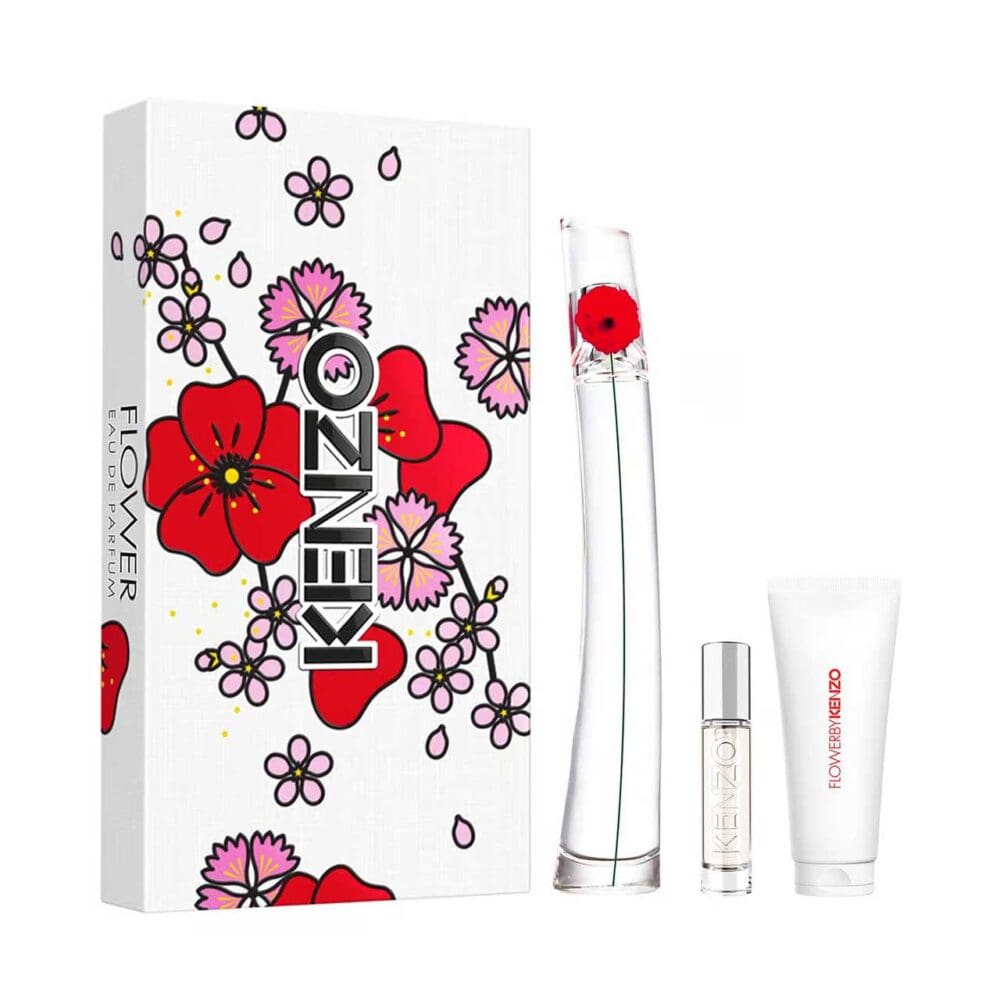 Set de mujer kenzo flower de 3 pzs agua de perfume
