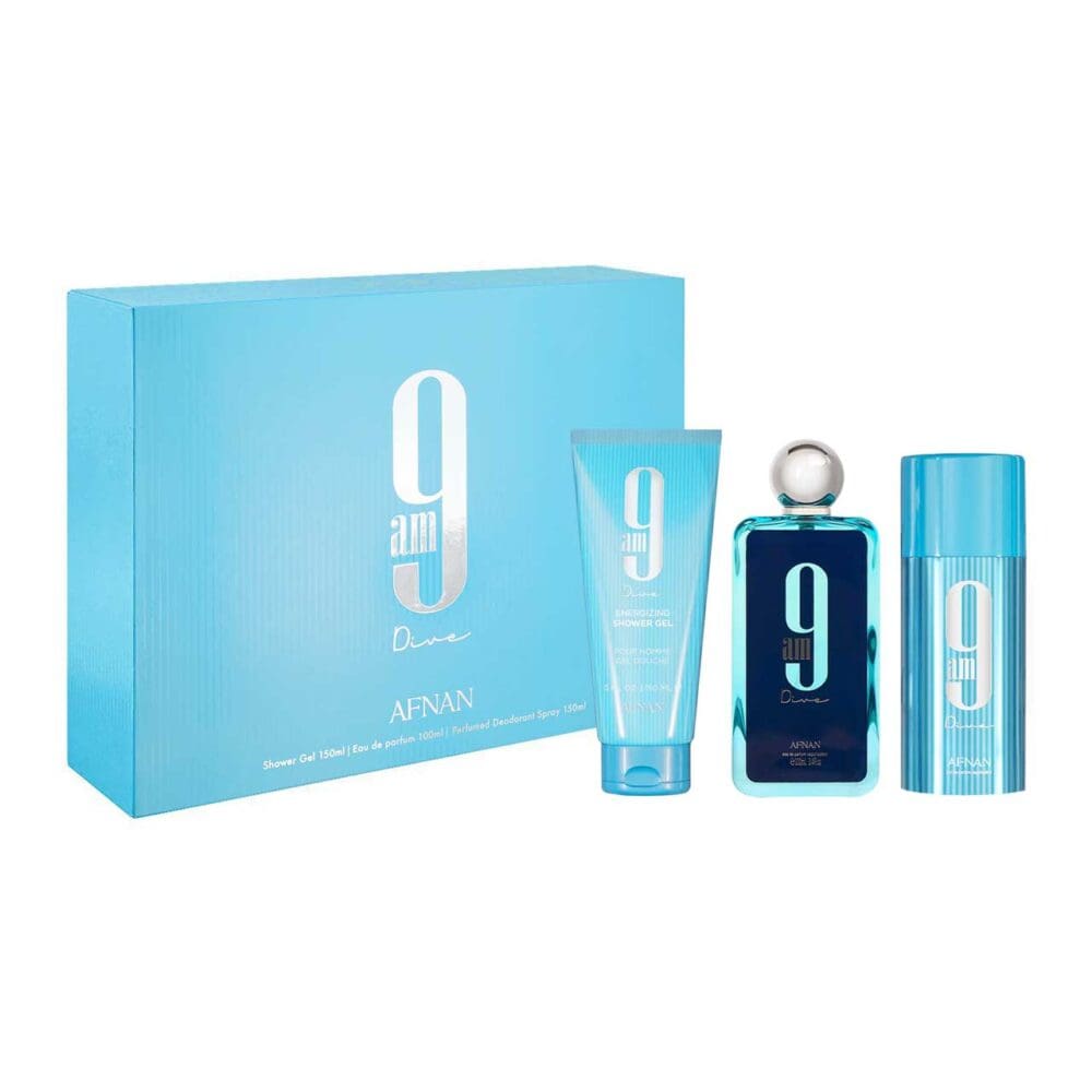 Set unisex afnan 9am dive de 3 pzs agua de perfume